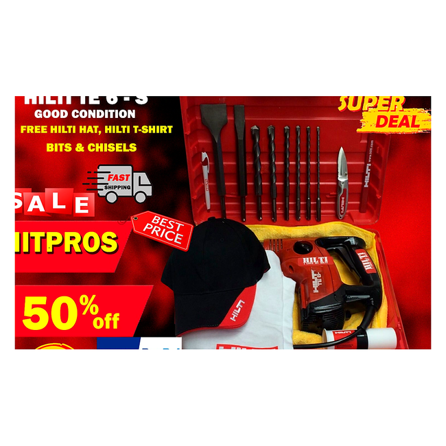 HILTI TE 6-S, PREOWNED, FREE HILTI HAT, SET OF BITS, CHISELS