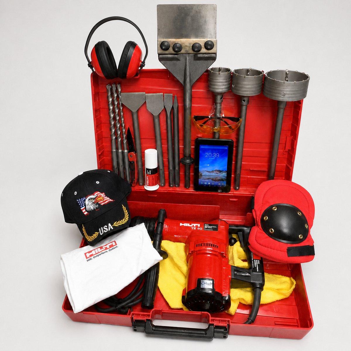 HILTI TE 60 HAMMER DRILL, PREOWNED, GERMANY MADE, FREE TABLET, EXTRAS