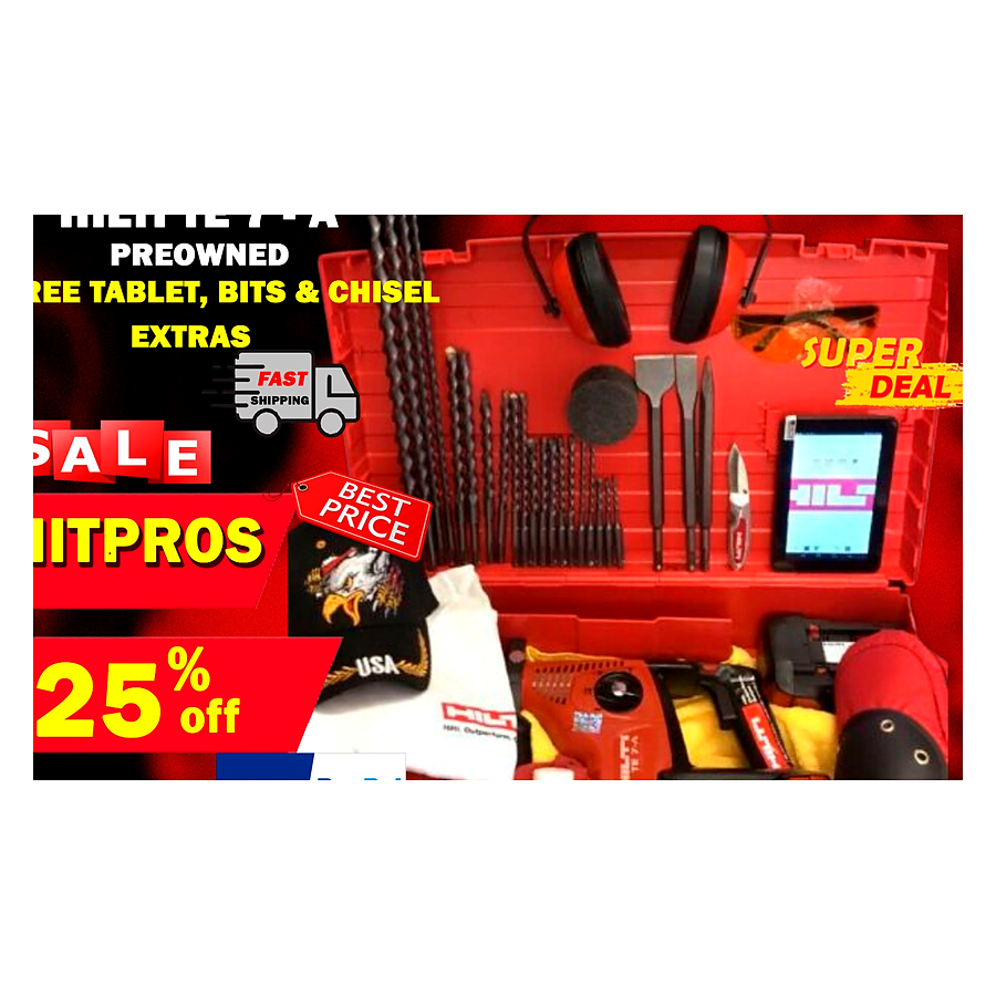 HILTI TE 7-A PREOWNED, FREE TABLET, BITS, CHISEL, EXTRAS