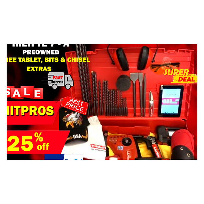 HILTI TE 7-A PREOWNED, FREE TABLET, BITS, CHISEL, EXTRAS