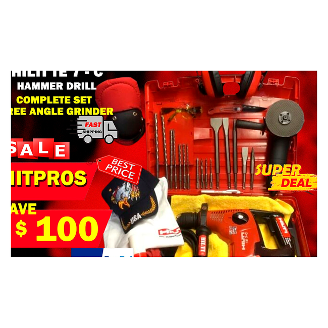 HILTI TE 7-C DRILL, PREOWNED, FREE ANGLE GRINDER, FREE BITS