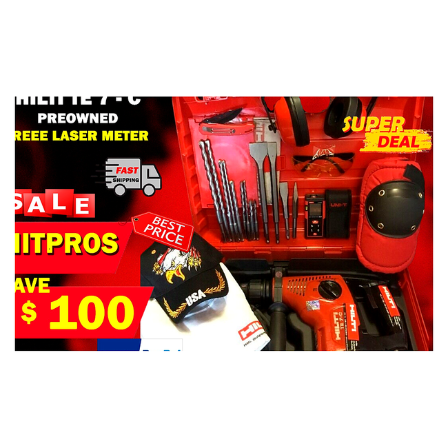 HILTI TE 7-C DRILL, PREOWNED, FREE LASER METER, BITS