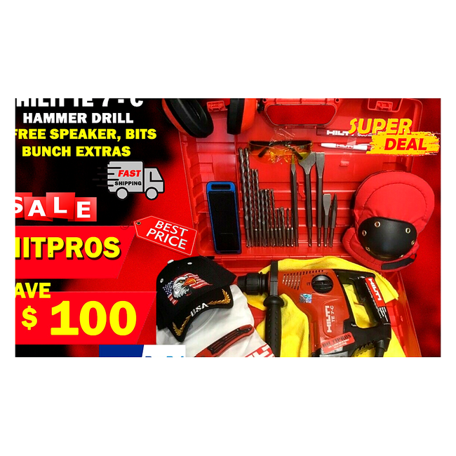 HILTI TE 7-C HAMMER DRILL, PREWONED, FREE SPEAKER, BITS, BUNCH EXTRAS, FAST SHIP