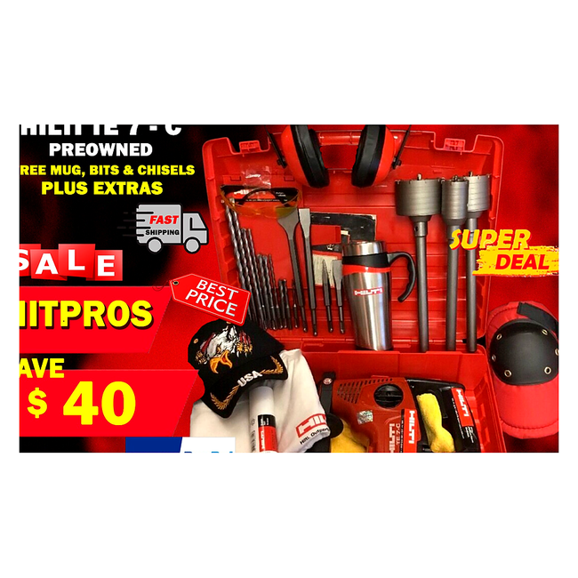HILTI TE 7-C, PREOWNED, FREE MUG, BITS AND CHISELS, PLUS EXTRAS