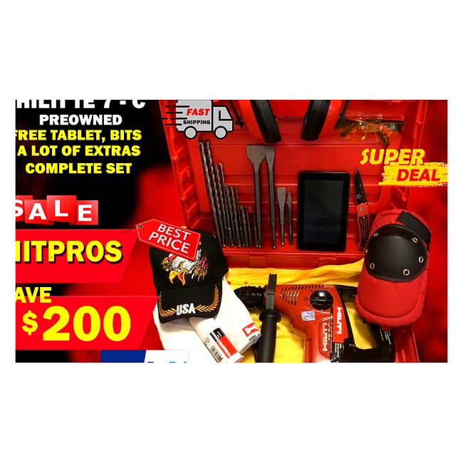 HILTI TE 7-C, PREOWNED, FREE TABLET, BITS, A LOT OF EXTRAS