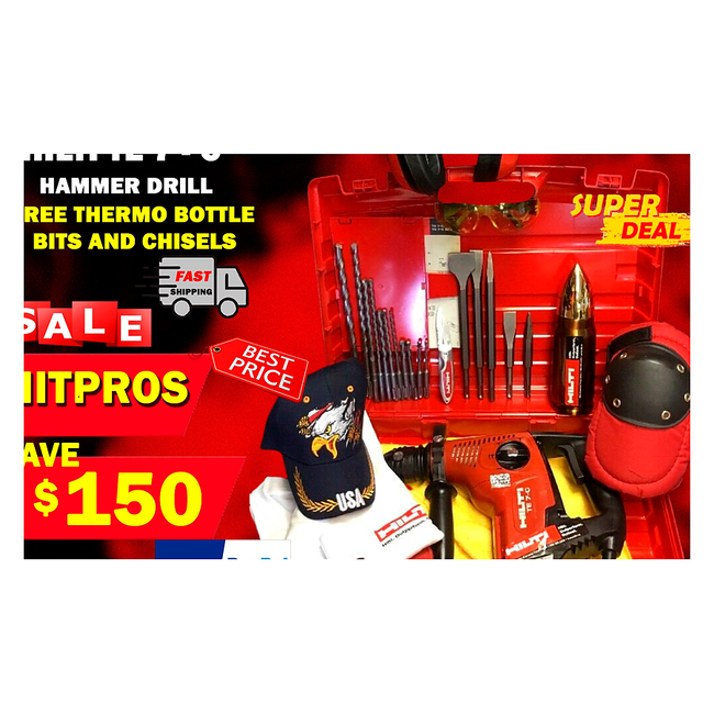 HILTI TE 7-C, PREOWNED, FREE THERMO BOTTLE, BITS AND CHISELS