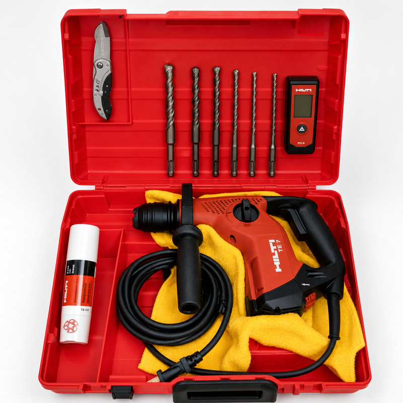 HILTI TE 7 ROTARY HAMMER DRILL, STRONG, NEW, FREE DRILL BITS