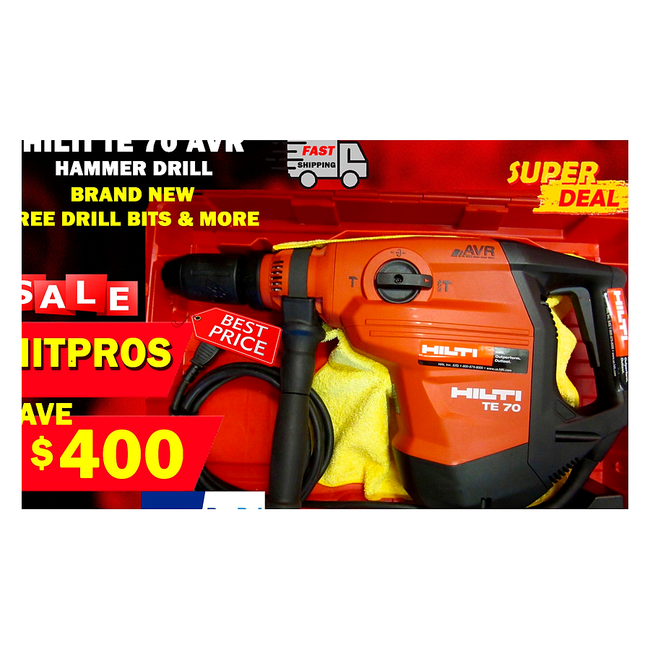 HILTI TE 70 AVR COMBIHAMMER, BRAND NEW, FREE DRILL BITS & MORE