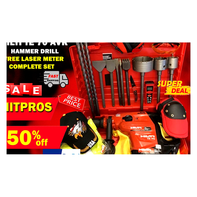 HILTI TE 70 AVR, PREOWNED, FREE LASER METER, BITS, CHISELS