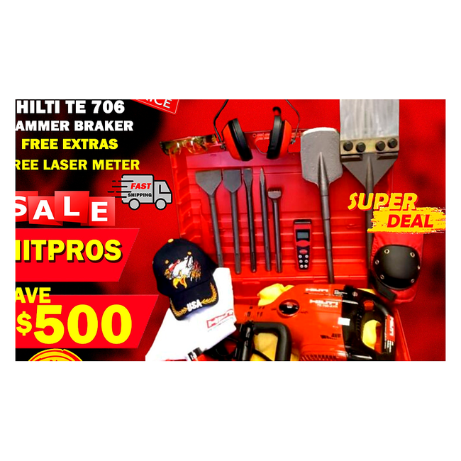 HILTI TE 706 PREOWNED, FREE LASER METER, CHISELS, EXTRAS