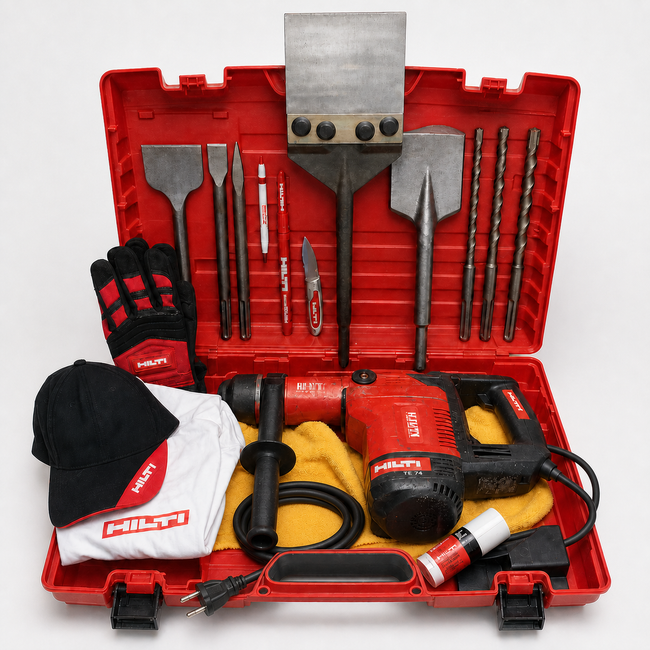 HILTI TE 74 PREOWNED, FREE BITS, CHISELS, HILTI HAT