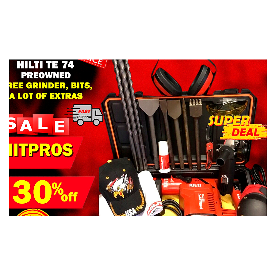 HILTI TE 74, PREOWNED, FREE GRINDER, BITS, A LOT OF EXTRAS