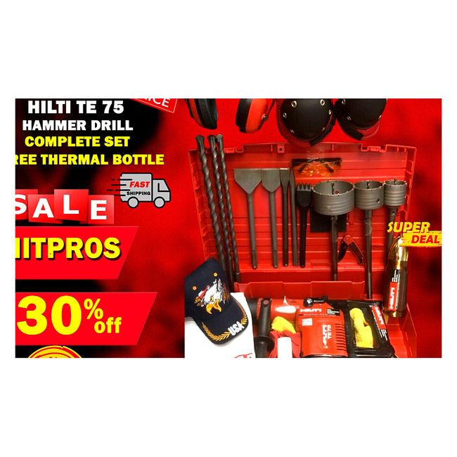 HILTI TE 75 HAMMER DRILL, PREOWNED, FREE BITS & EXTRAS