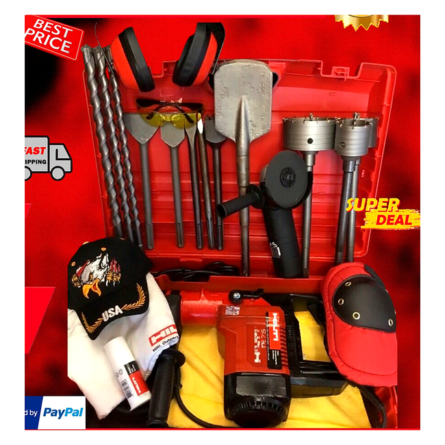 HILTI TE 75 HAMMER DRILL, PREOWNED, FREE GRINDER, A LOT OF EXTRAS