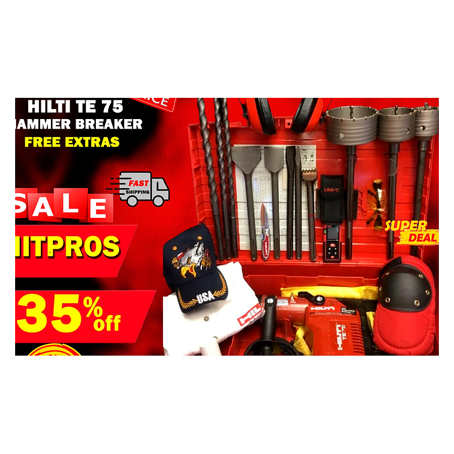 HILTI TE 75, PREOWNED, FREE CHISEL, BITS, LASER METER