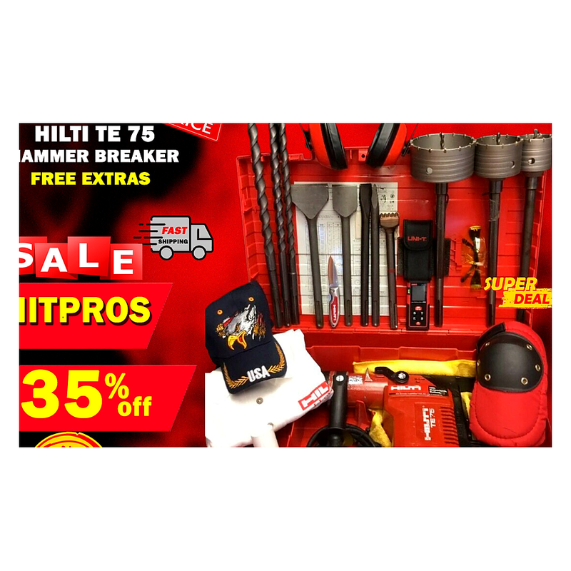 HILTI TE 75, PREOWNED, FREE CHISEL, BITS, LASER METER