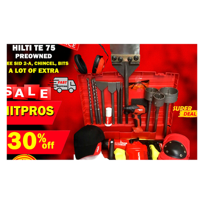HILTI TE 75, PREOWNED, FREE SID 2-A, CHISEL, BITS, A LOT OF EXTRA