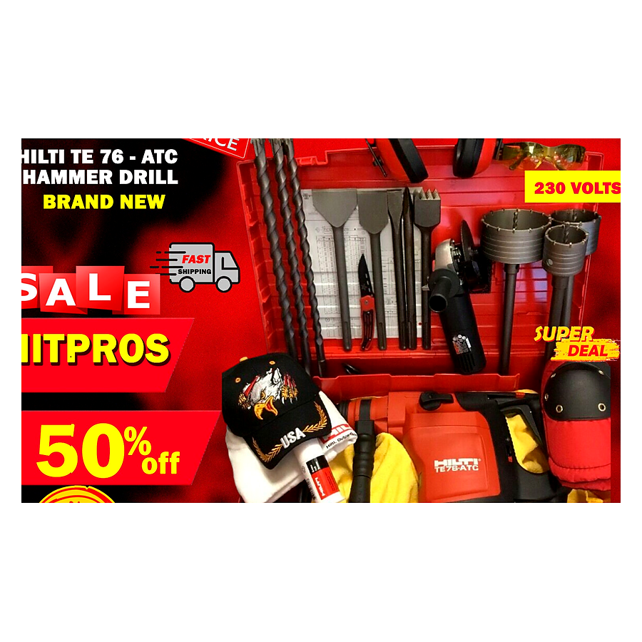 HILTI TE 76-ATC BRAND NEW, 230V, FREE ANGLE GRINDER, BITS AND CHISELS, FAST SHIP