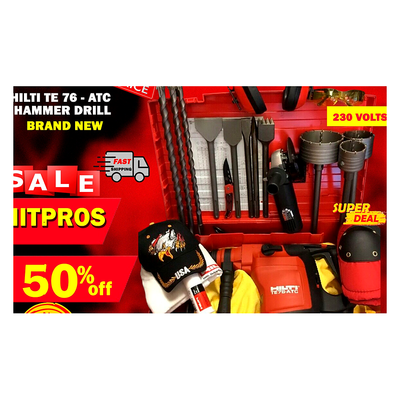 HILTI TE 76-ATC BRAND NEW, 230V, FREE ANGLE GRINDER, BITS AND CHISELS, FAST SHIP