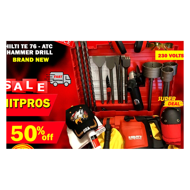 HILTI TE 76-ATC BRAND NEW, 230V, FREE ANGLE GRINDER, BITS AND CHISELS, FAST SHIP