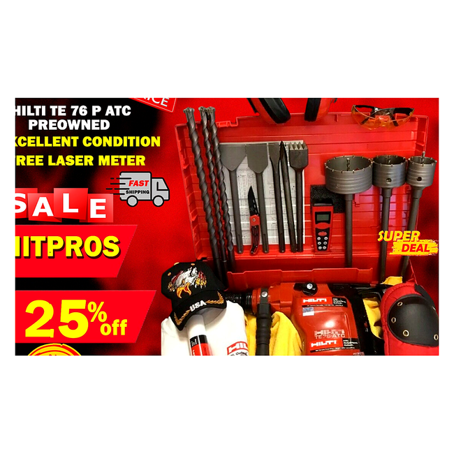 HILTI TE 76-ATC PREOWNED, FREE LASER METER, BITS, A LOT OF EXTRAS, FAST SHIP