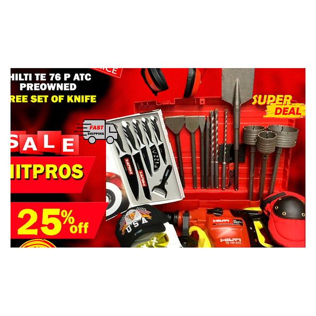 HILTI TE 76-ATC PREOWNED, FREE SET OF KNIFE, BITS, A LOT OF EXTRAS, FAST SHIP