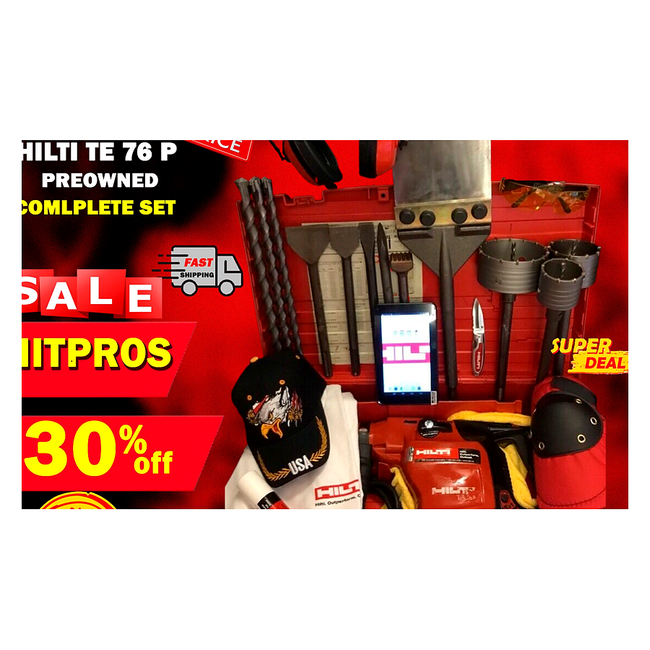 HILTI TE 76 P, PREOWNED, FREE TABLET, BITS, CHISEL, EXTRAS, FAST SHIP