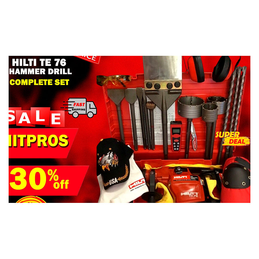 HILTI TE 76 PREOWNED, FREE LASER METER, BITS, CHISEL, EXTRAS, FAST SHIP