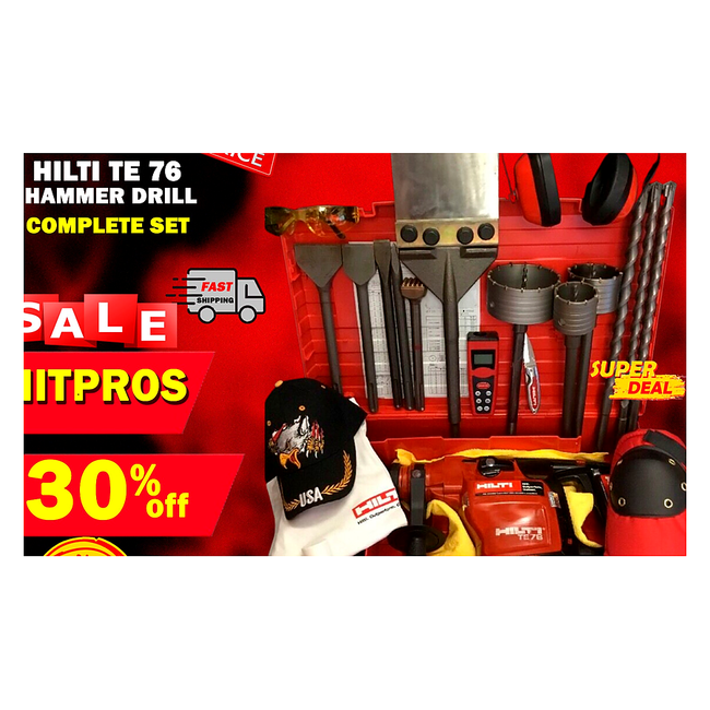 HILTI TE 76 PREOWNED, FREE LASER METER, BITS, CHISEL, EXTRAS, FAST SHIP