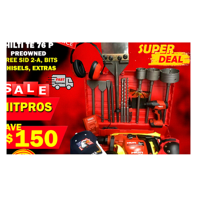 HILTI TE 76P HAMMER, PREOWNED, FREE SID 2-A, BITS, CHISELS, EXTRAS, FAST SHIP