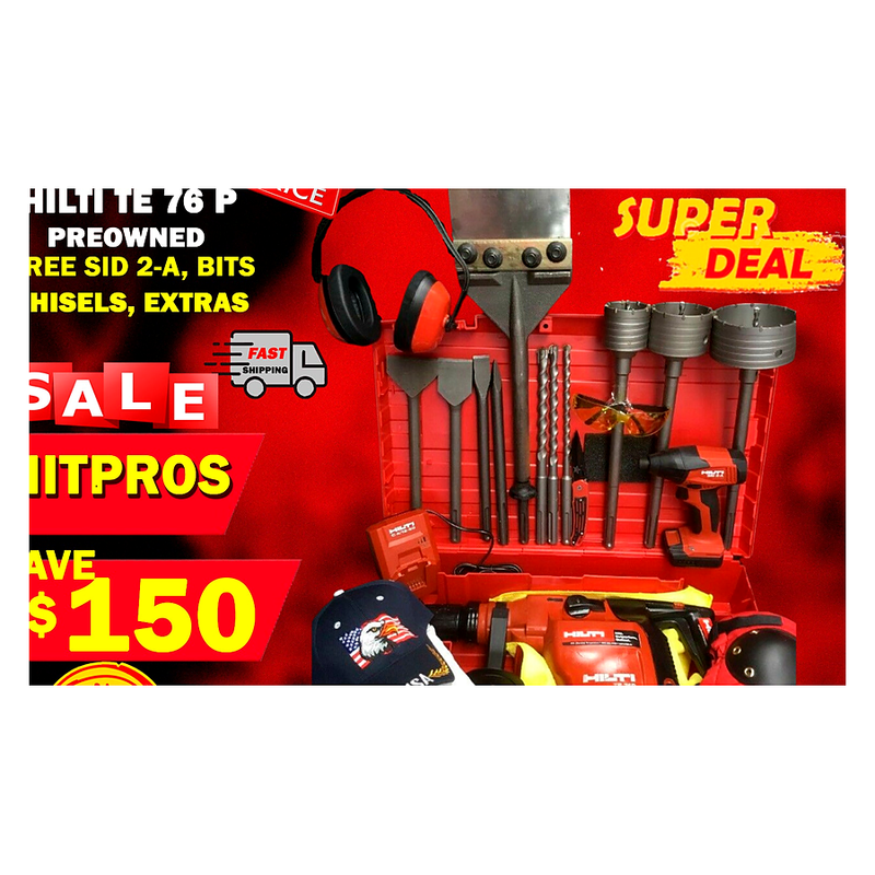 HILTI TE 76P HAMMER, PREOWNED, FREE SID 2-A, BITS, CHISELS, EXTRAS, FAST SHIP
