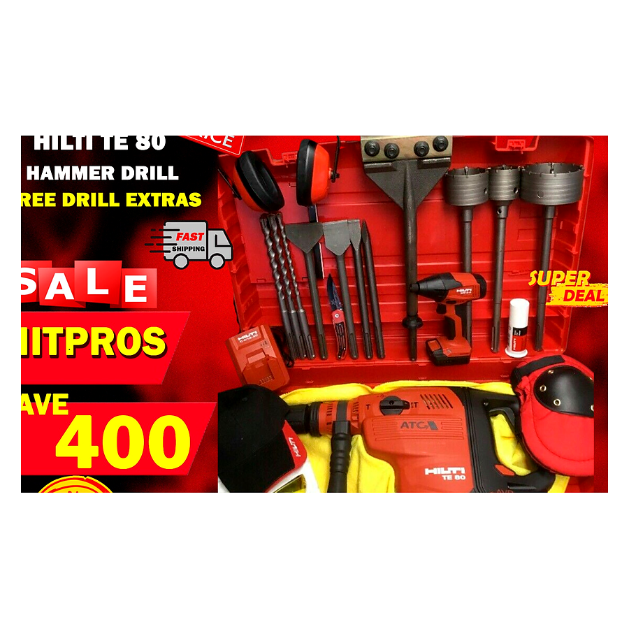HILTI TE 80 ATC AVR, NEW, FREE SID 2-A DRIVER, BITS, CHISELS, EXTRAS, FAST SHIP