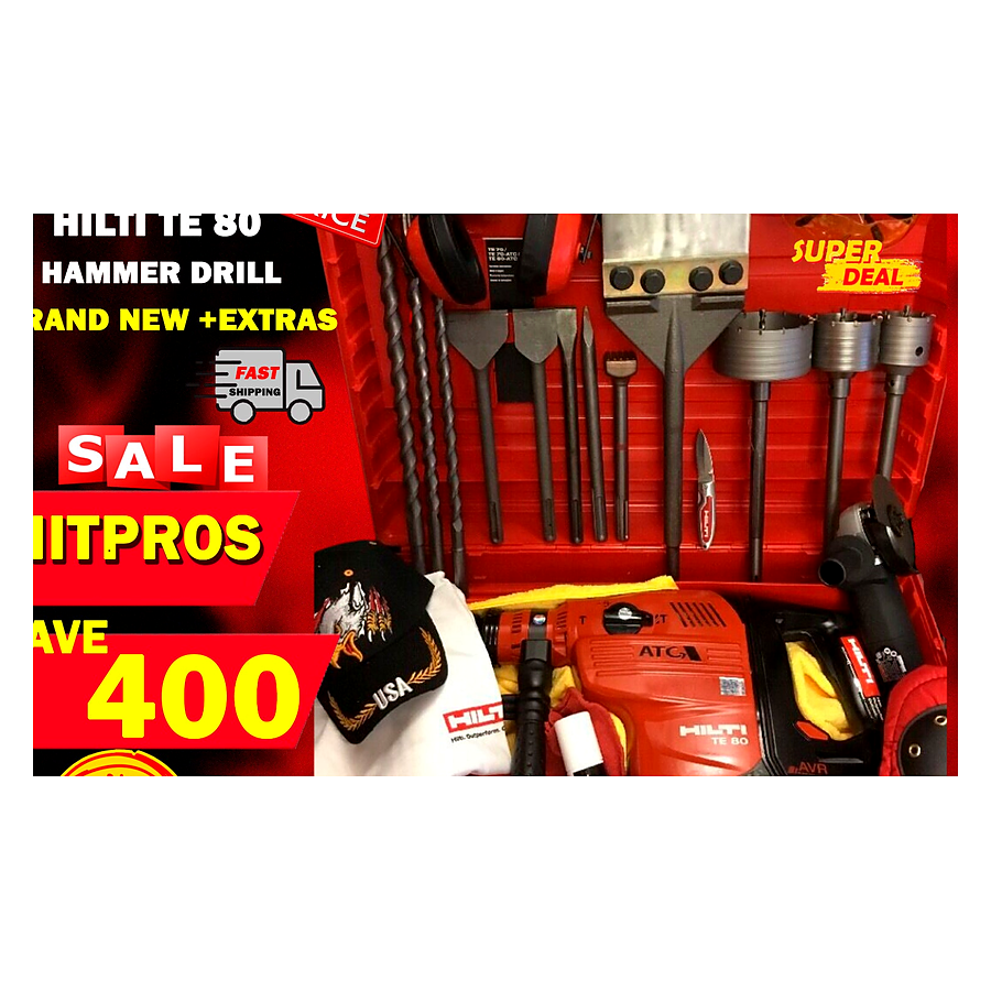 HILTI TE 80 ATC AVR, NEW, FREE SPEAKER, BITS, CHISELS, EXTRAS, FAST SHIP