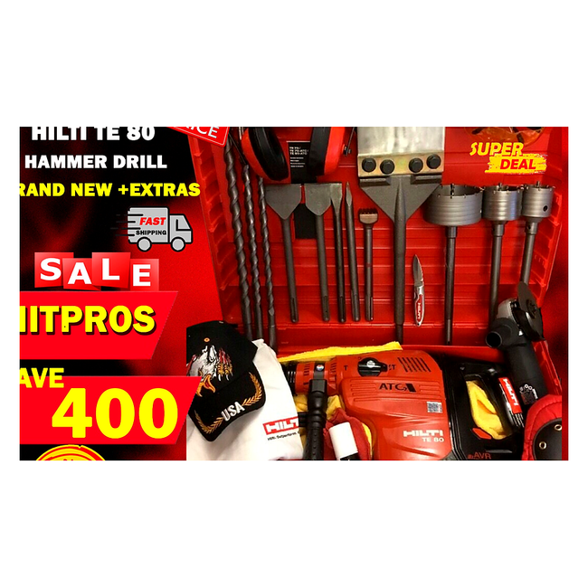 HILTI TE 80 ATC AVR, NEW, FREE SPEAKER, BITS, CHISELS, EXTRAS, FAST SHIP
