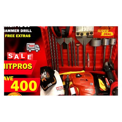 HILTI TE 80 HAMMER DRILL, FREE ANGLE GRINDER, BITS, CHISELS, EXTRAS, FAST SHIP
