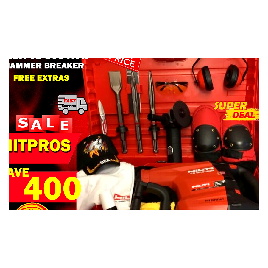 HILTI TE 800 AVR BREAKER, NEW, FREE CHISELS, ANGLE GRINDER, HILTI HAT, FAST SHIP