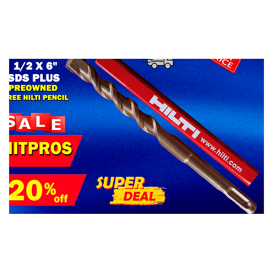 HILTI TE-C 1/2 x 6", SDS PLUS, PREOWNED, FREE HILTI PENCIL, FAST SHIPPING