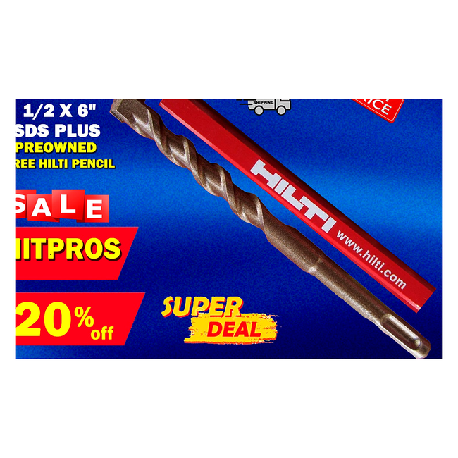 HILTI TE-C 1/2 x 6", SDS PLUS, PREOWNED, FREE HILTI PENCIL, FAST SHIPPING