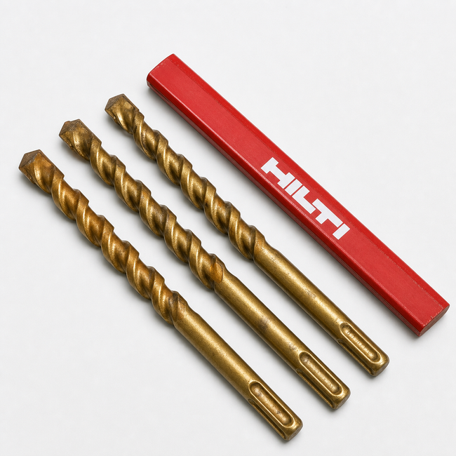 HILTI TE-C 1/2" X 8", SET OF 3, PREOWNED, FREE PENCIL, FAST SHIP