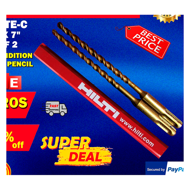 HILTI TE-C 1/4" X 7", SET OF 2, PREOWNED, GREAT CONDITION, FREE PENCIL, FAST SHIP