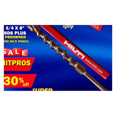 HILTI TE-C 3/4 x 8", SDS PLUS, PREOWNED, FREE HILTI PENCIL, FAST SHIPPING