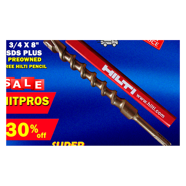 HILTI TE-C 3/4 x 8", SDS PLUS, PREOWNED, FREE HILTI PENCIL, FAST SHIPPING