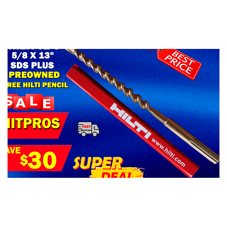 HILTI TE-C 5/8 x 13", SDS PLUS, PREOWNED, FREE HILTI PENCIL, FAST SHIPPING
