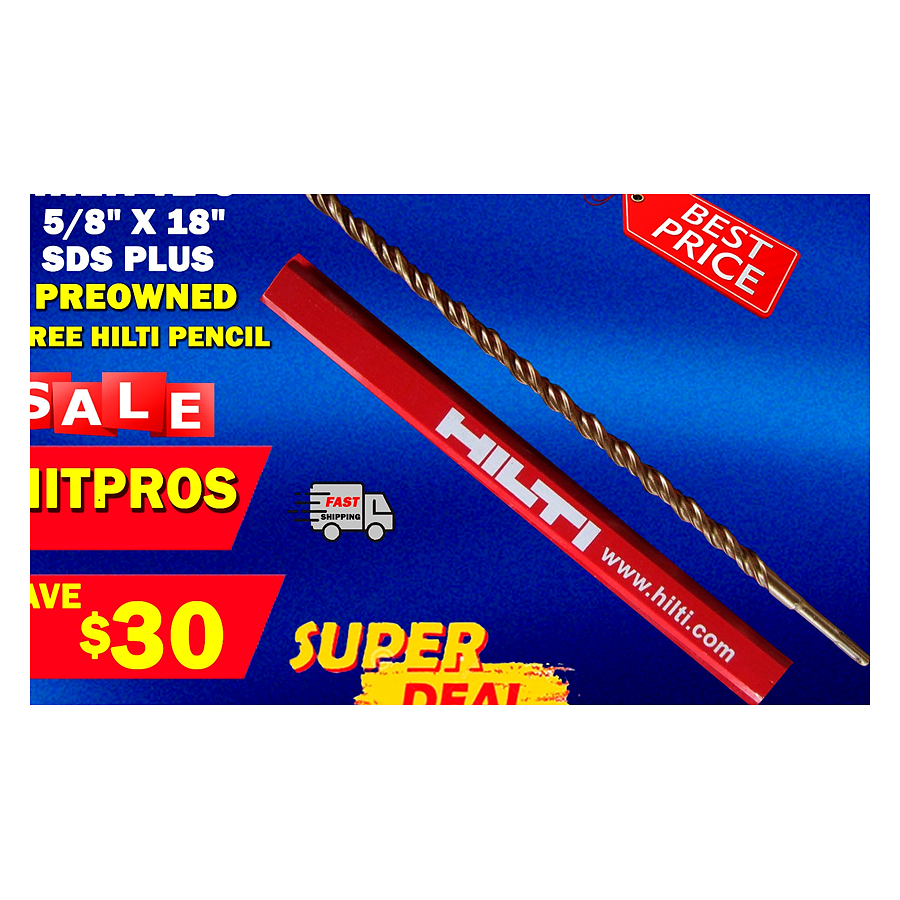 HILTI TE-C 5/8" x 18", SDS PLUS, PREOWNED, FREE HILTI PENCIL, FAST SHIPPING