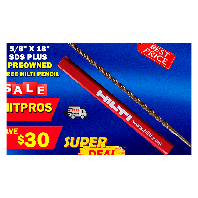 HILTI TE-C 5/8" x 18", SDS PLUS, PREOWNED, FREE HILTI PENCIL, FAST SHIPPING