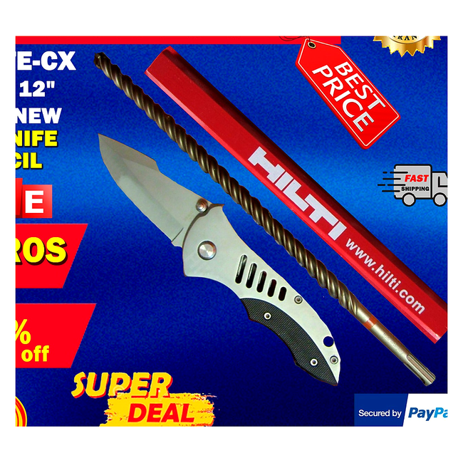 HILTI TE-CX 1/2" X 12", BRAND NEW, FREE KINFE & PENCIL, FAST SHIPPING