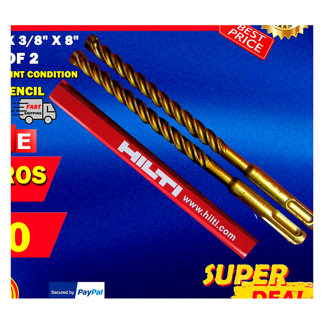 HILTI TE-CX 3/8" X 8", SET OF 2, PREOWNED, MINT CONDITION, FREE PENCIL, FAST SHIP