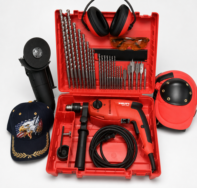 HILTI UH 700 HAMMER DRILL, NEW, FREE ANGLE GRINDER, A LOT OF EXTRAS