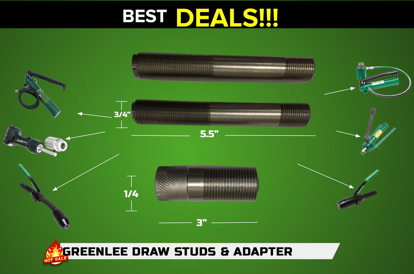 GREENLEE 5 1/2" X 3/4" DRAW STUD 2945, BRAND NEW