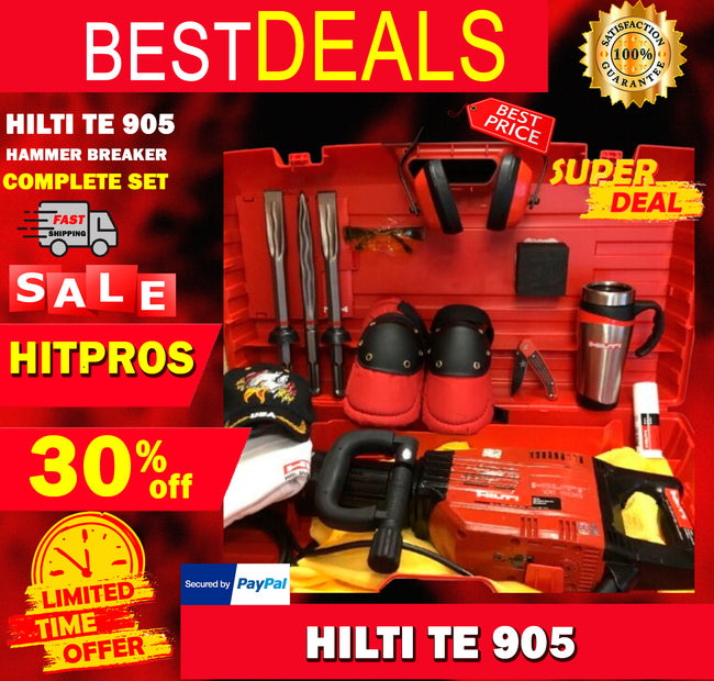 HILTI TE 905, PREOWNED, FREE COFFEE MUG, CHISELS, PLUS EXTRAS, FAST SHIP